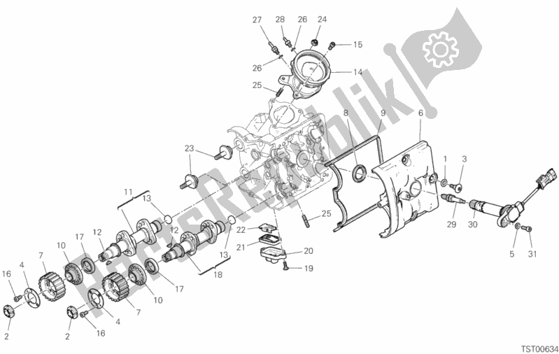 Alle onderdelen voor de Horizontaal Hoofdtimingsysteem van de Ducati Hypermotard 950 USA 2020